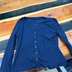 Navy Blue Button-Up Cardigan